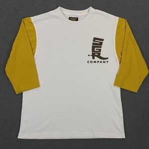 Seager Shirt Mens‎ Medium White Mesh Raglan 3/4 Sleeve SGR Company Graphic Tee